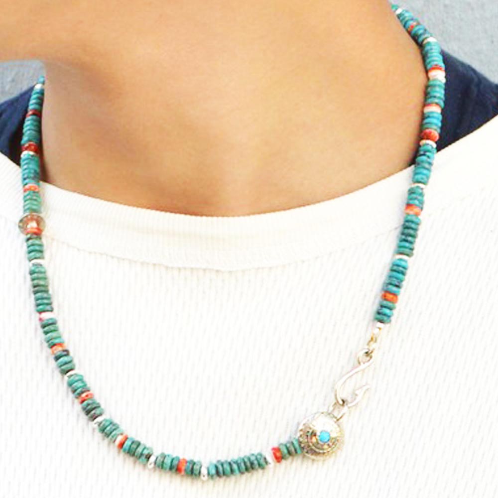 TURQUOISE ＆ SPINY OYSTER SHELL NECKLACE(ターコイズ＆スパイニー