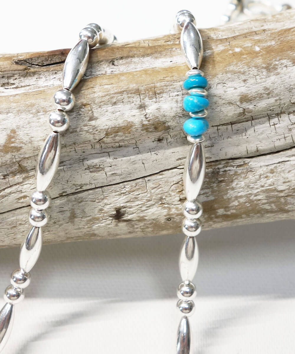 STERLING SILVER PIPE BEADS ＆ TURQUOISE  NECKLACE(スターリングシルバーパイプビーズ＆ターコイズネックレス)8