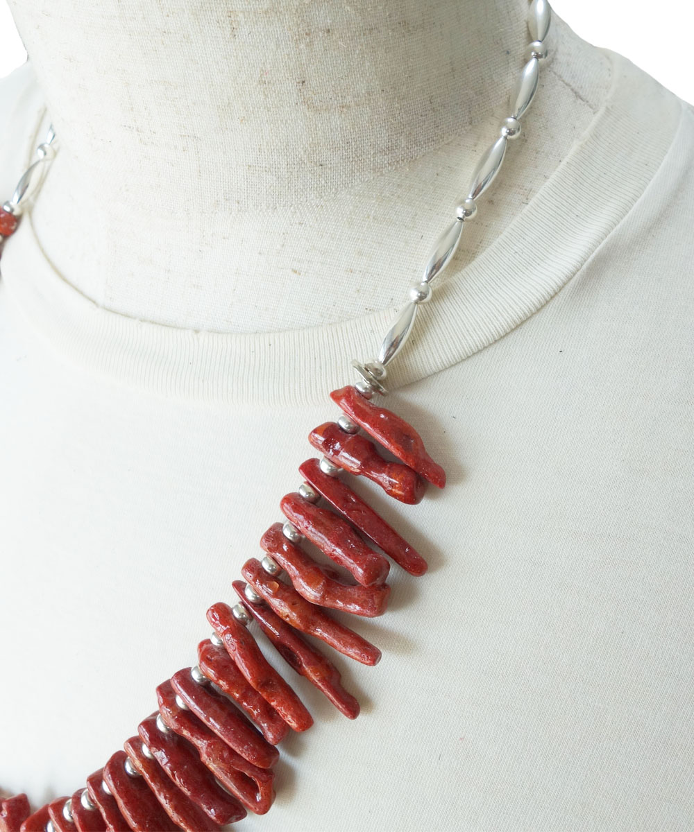 CORAL＆STERLING SILVER BEADS NECKLACE(コーラル＆スターリングシルバービーズネックレス）4