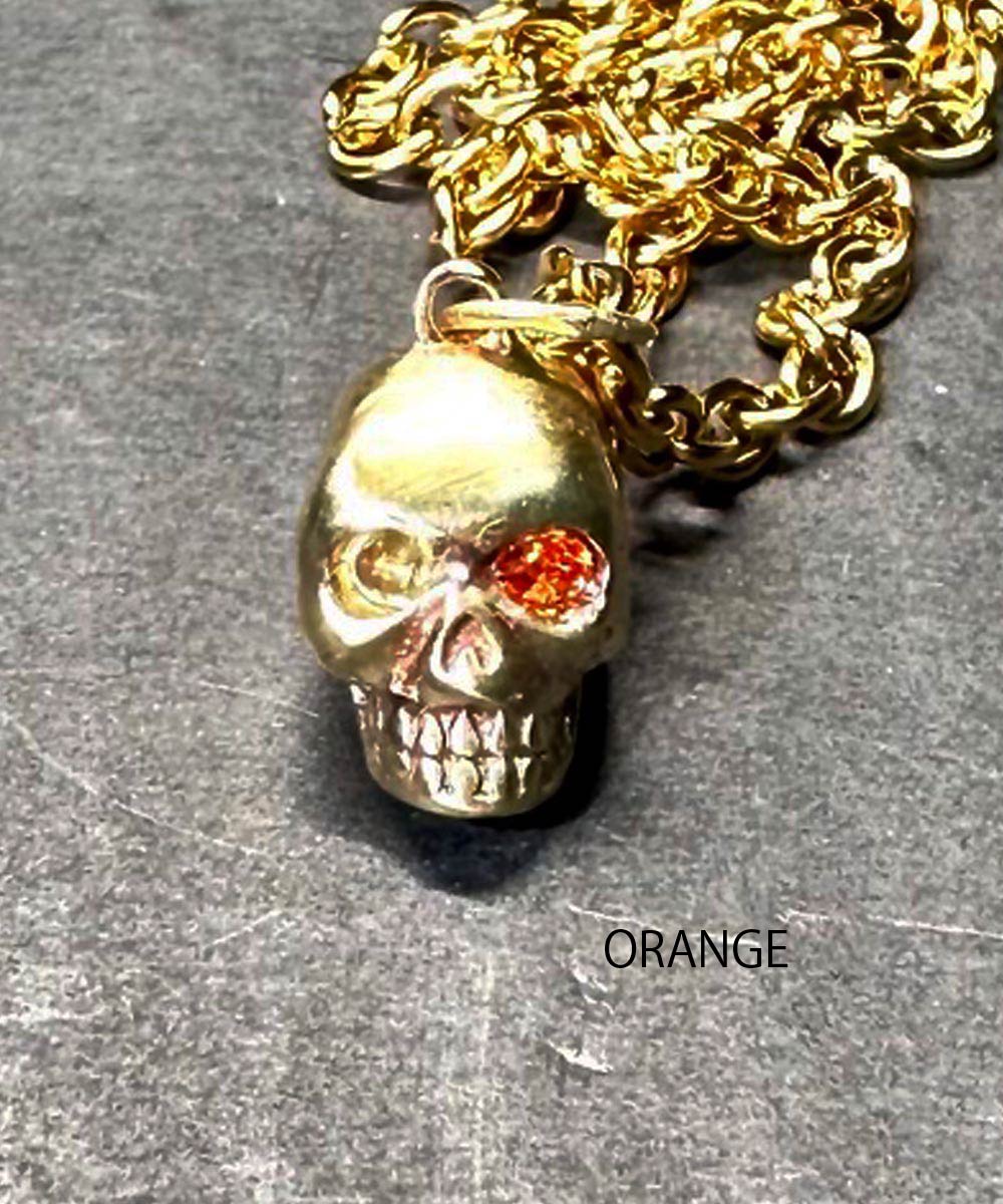SKULL NECKLACE ORANGE EYE(ゴールドスカルネックレス オレンジアイ