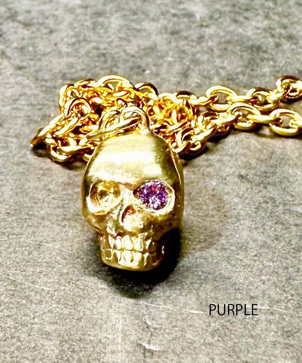 SKULL NECKLACE PURPLE EYE(ゴールドスカルネックレス パープル
