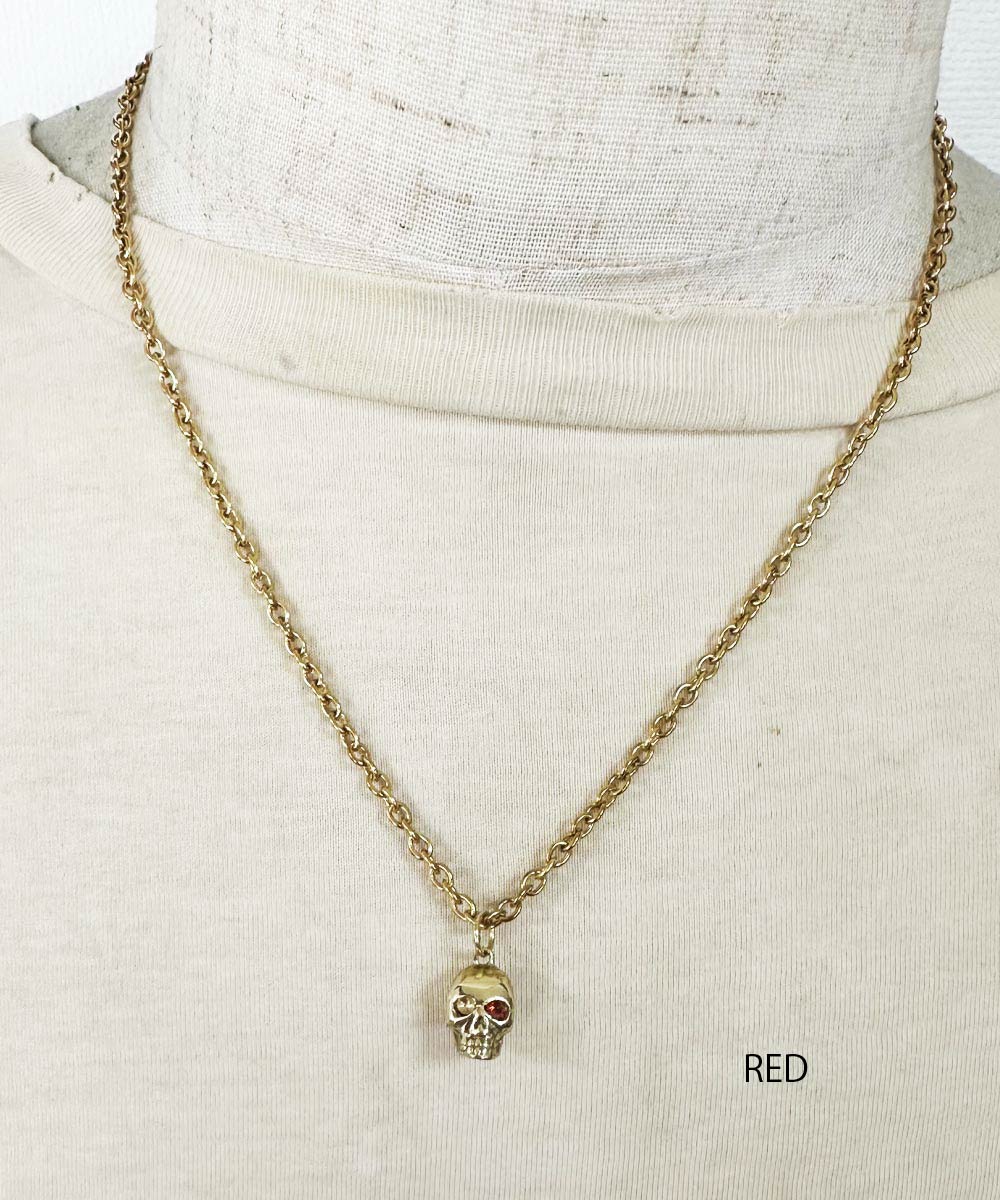 SKULL NECKLACE RED EYE(ゴールドスカルネックレス レッドアイ)｜COLOR