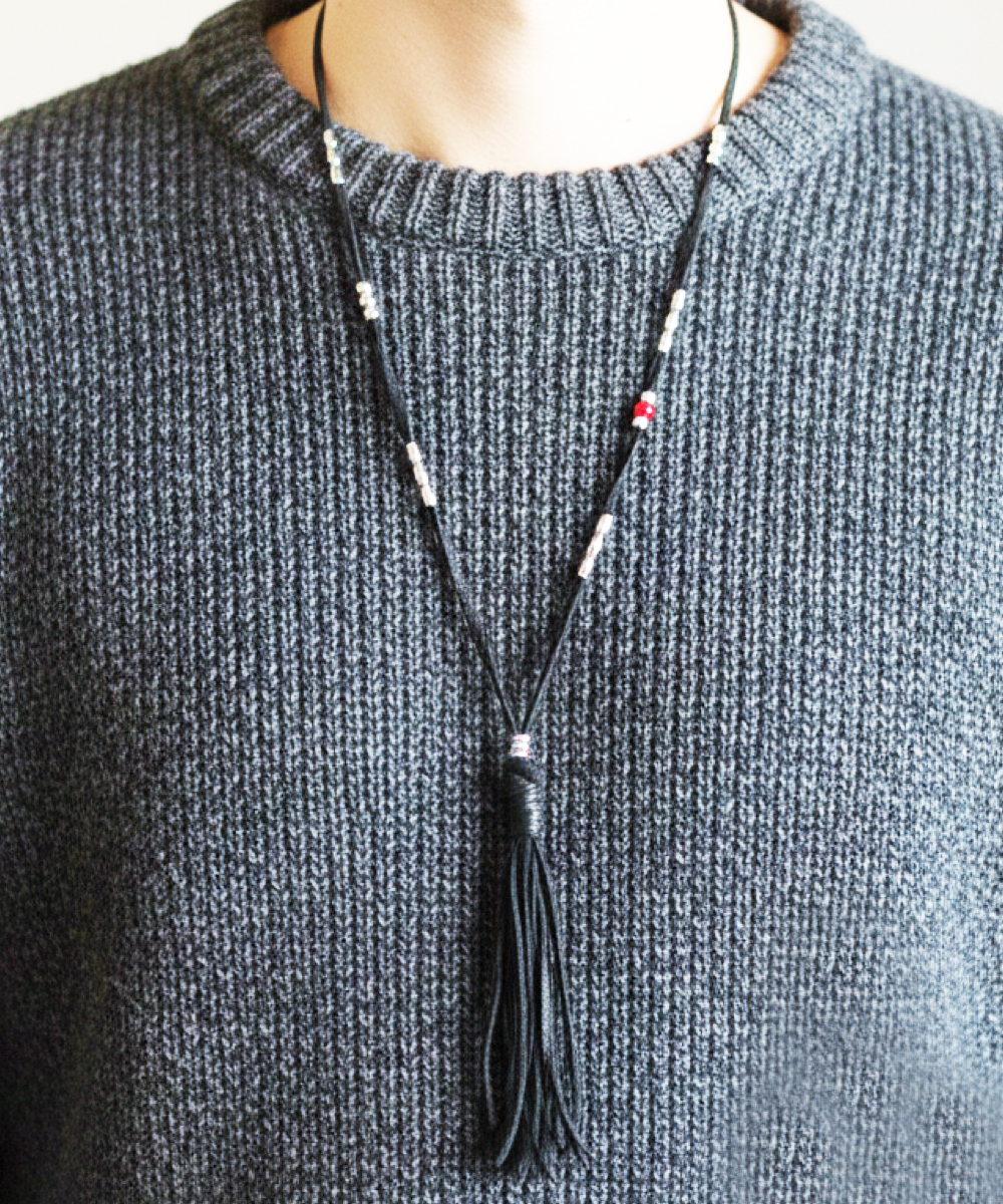 DEERSKIN ＆ STERLINGSILVER BEADS NECKLACE (ディアスキン＆スターリングシルバービーズ　ネックレス）