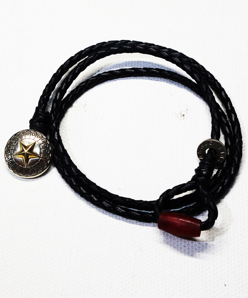 LEATHER  CONCHO BRACELET(3重巻レザーコンチョブレスレット) 4