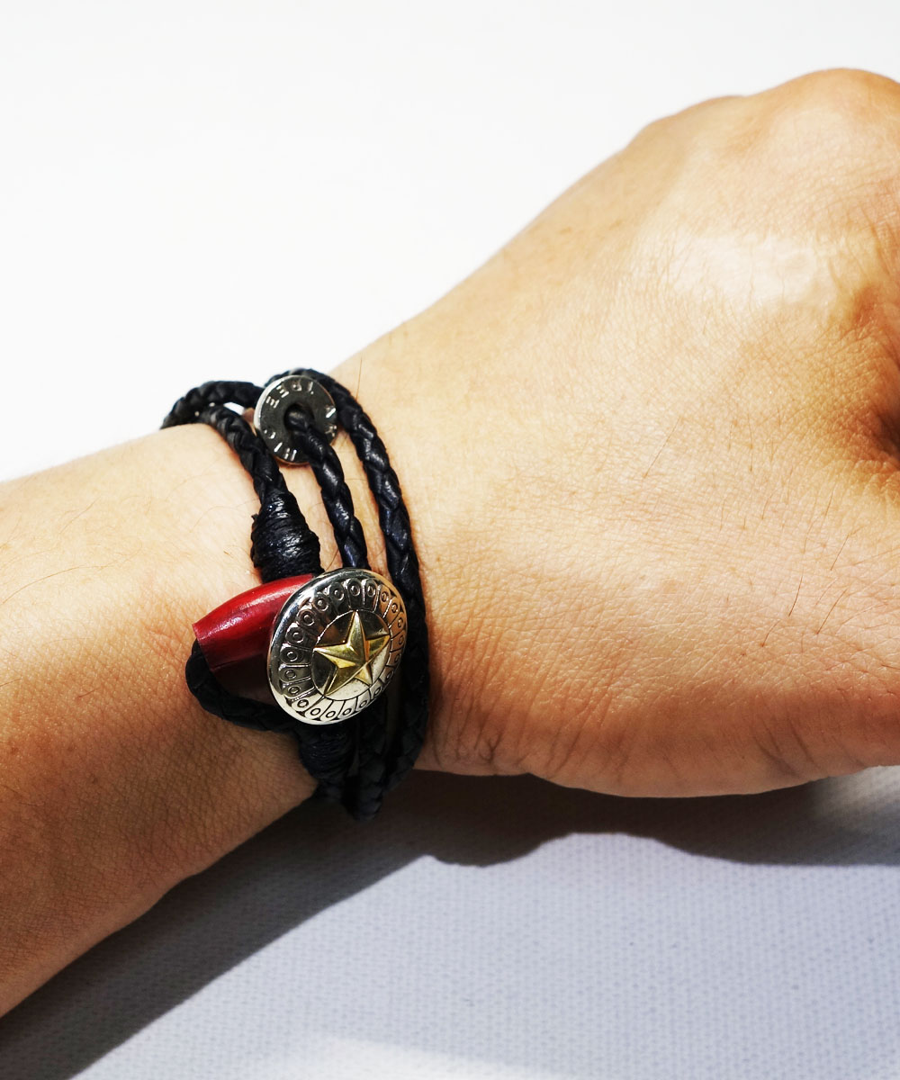 LEATHER  CONCHO BRACELET(3重巻レザーコンチョブレスレット) 8