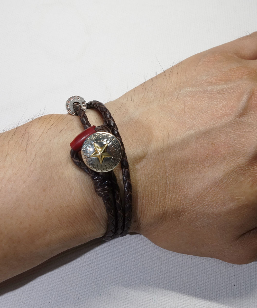 LEATHER  CONCHO BRACELET(3重巻レザーコンチョブレスレット)7