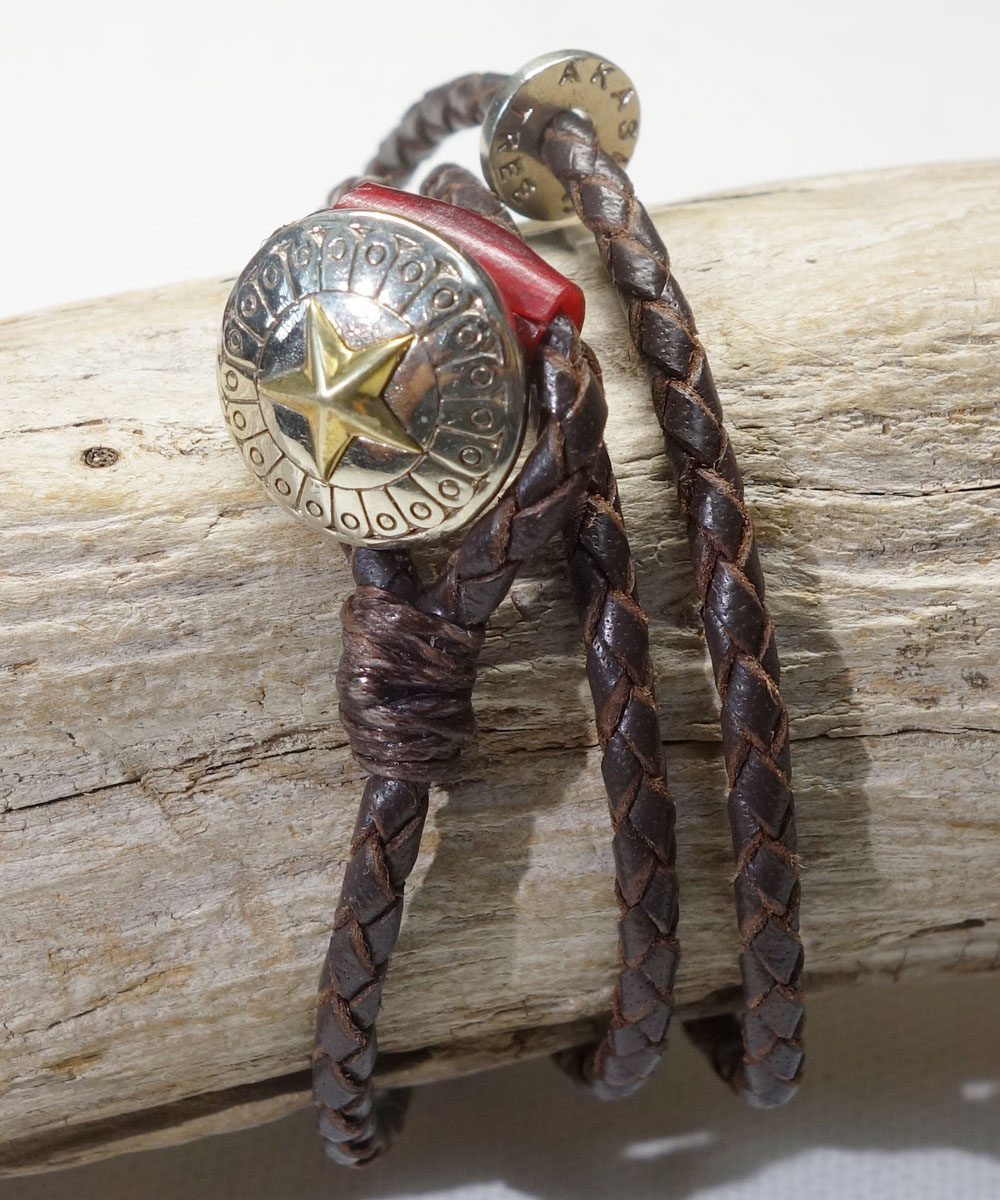 LEATHER  CONCHO BRACELET(3重巻レザーコンチョブレスレット)8