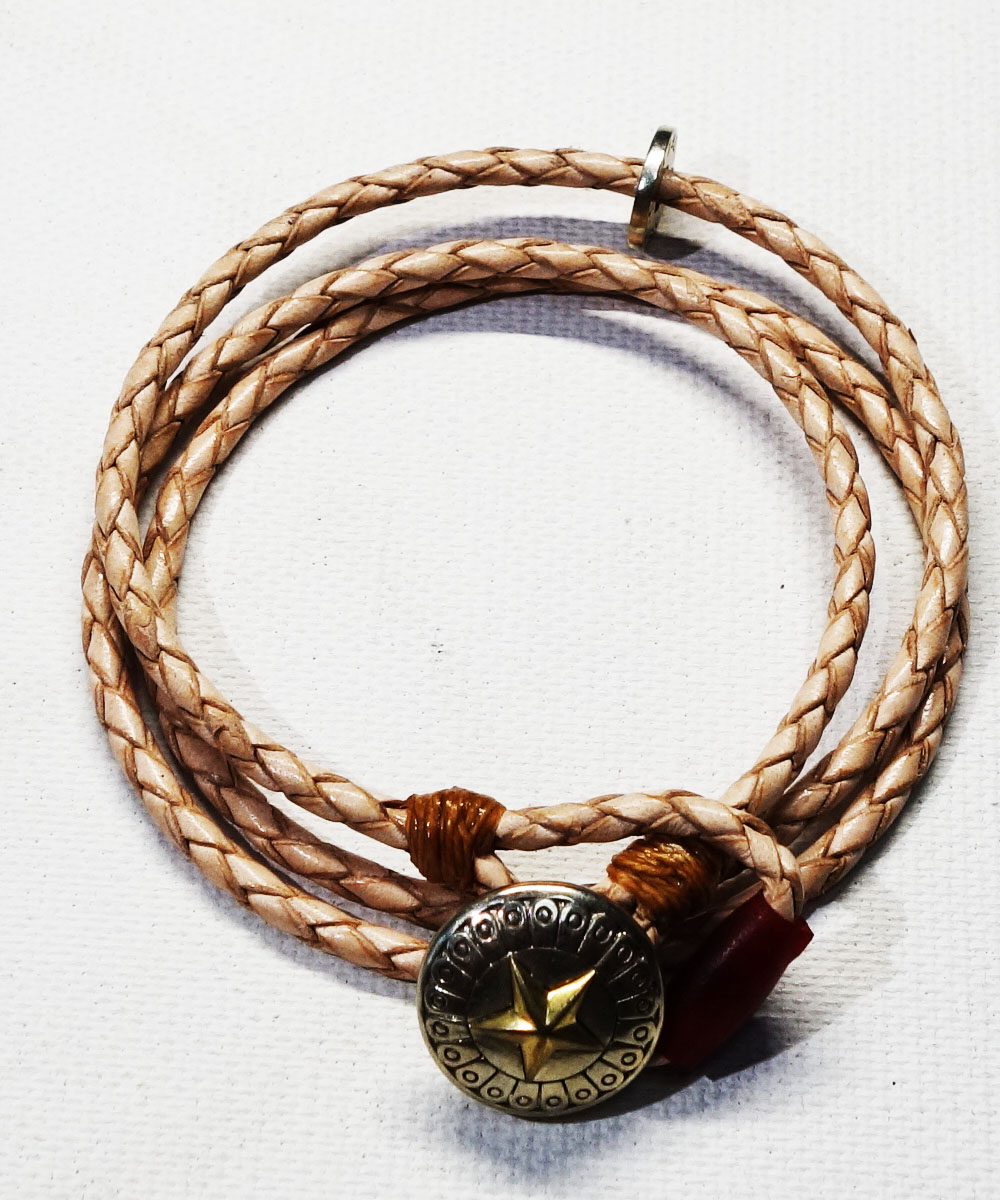 LEATHER  CONCHO BRACELET(3重巻レザーコンチョブレスレット)1