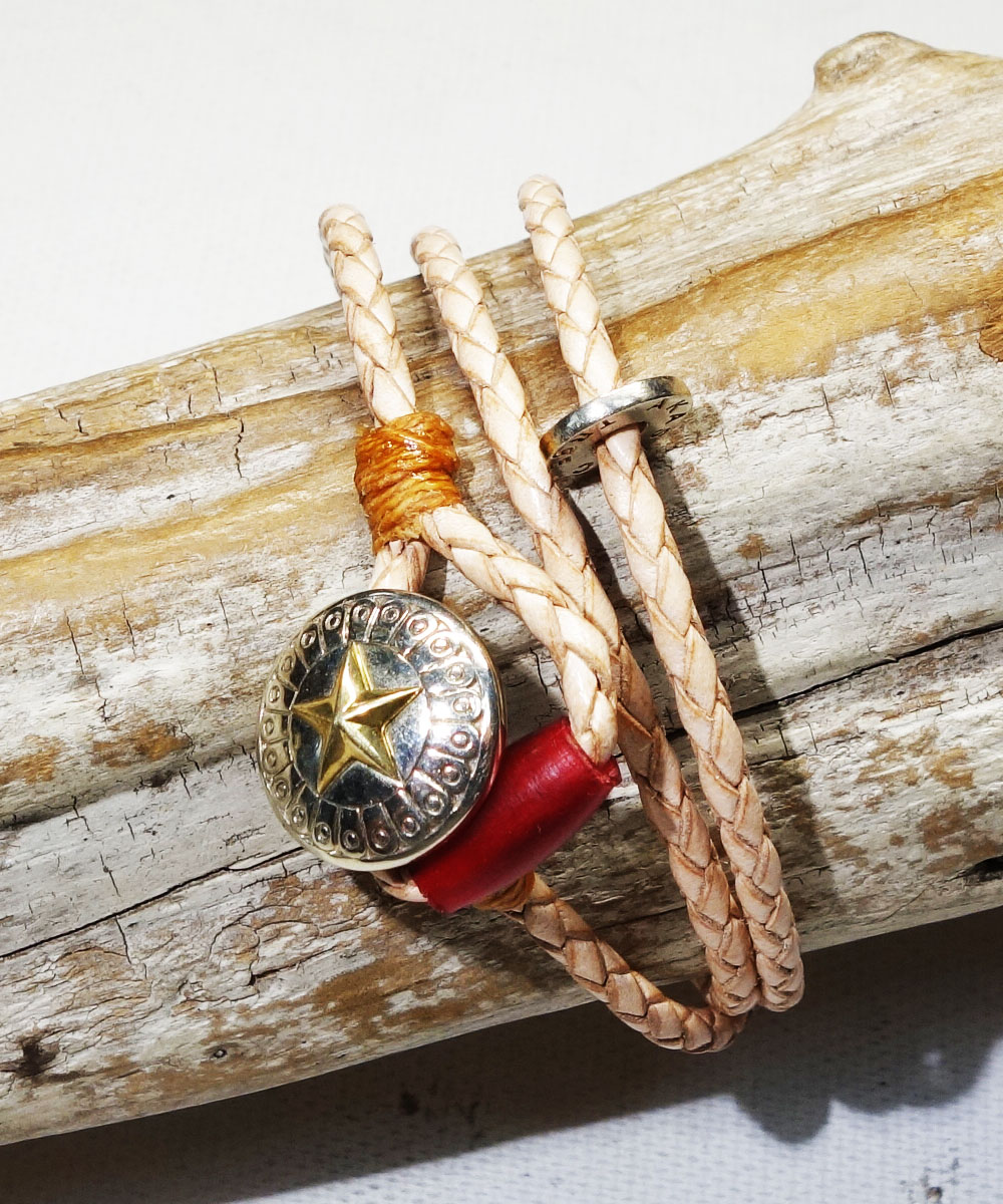 LEATHER  CONCHO BRACELET(3重巻レザーコンチョブレスレット)10