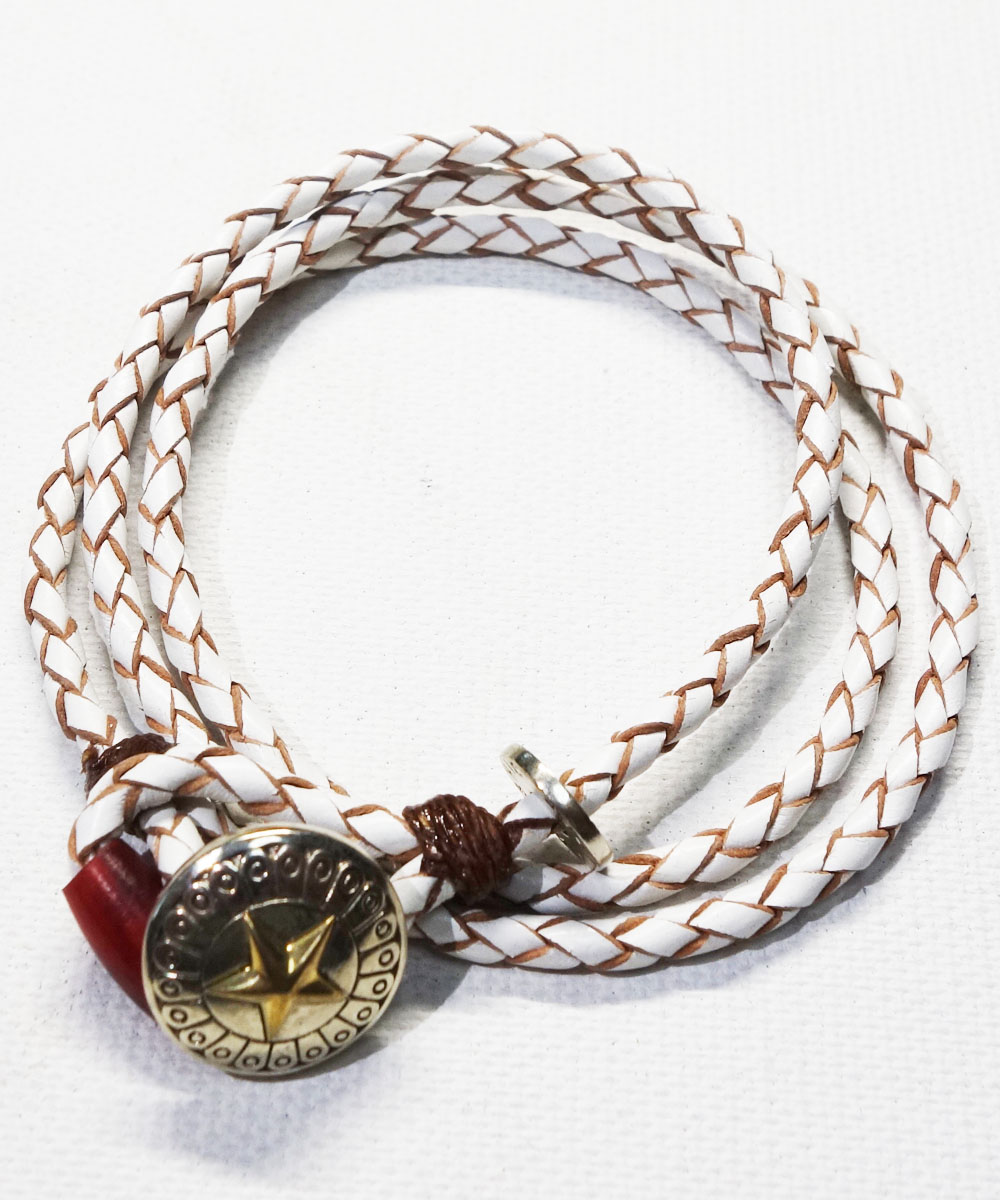 LEATHER  CONCHO BRACELET(3重巻レザーコンチョブレスレット) 