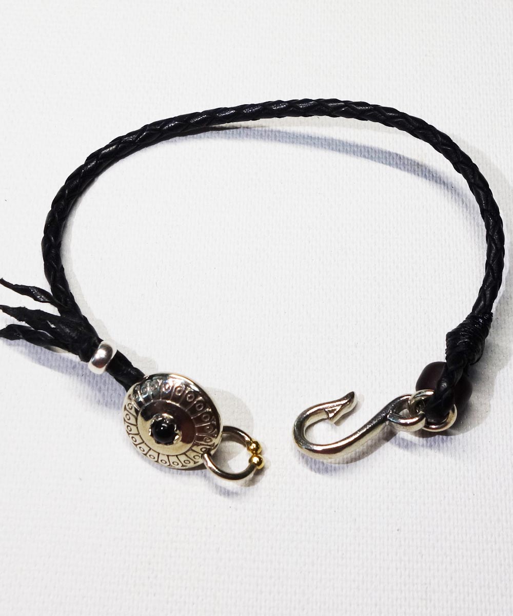 LEATHER  CONCHO BRACELET(レザーコンチョブレスレット　オニキス) 2