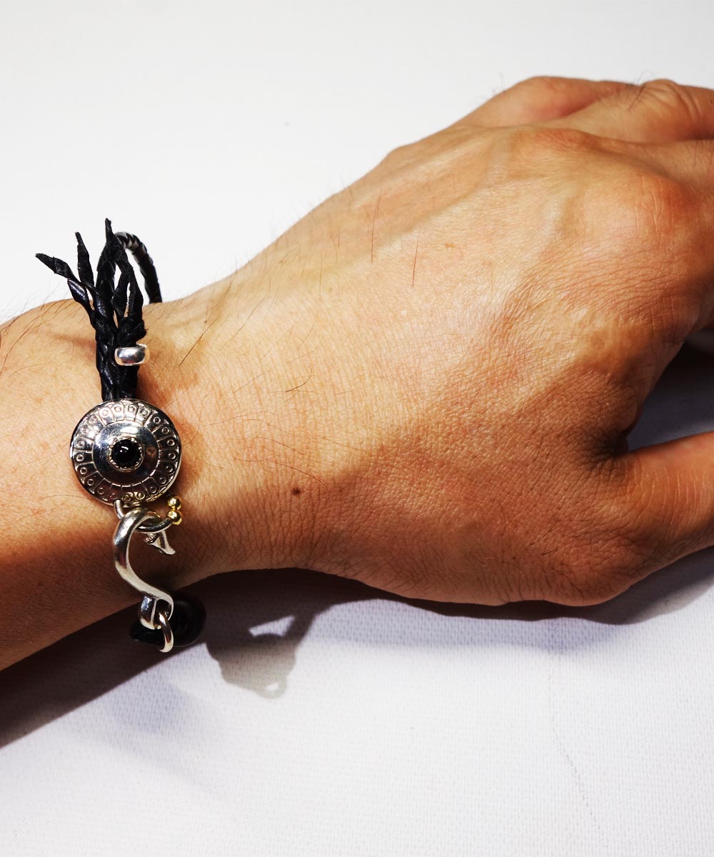 LEATHER  CONCHO BRACELET(レザーコンチョブレスレット　オニキス) 6