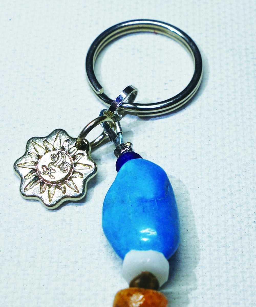 MULTI COLOR KEY RING Top-Natural Stone(TURQUOISE) （マルチカラーキーリング）2