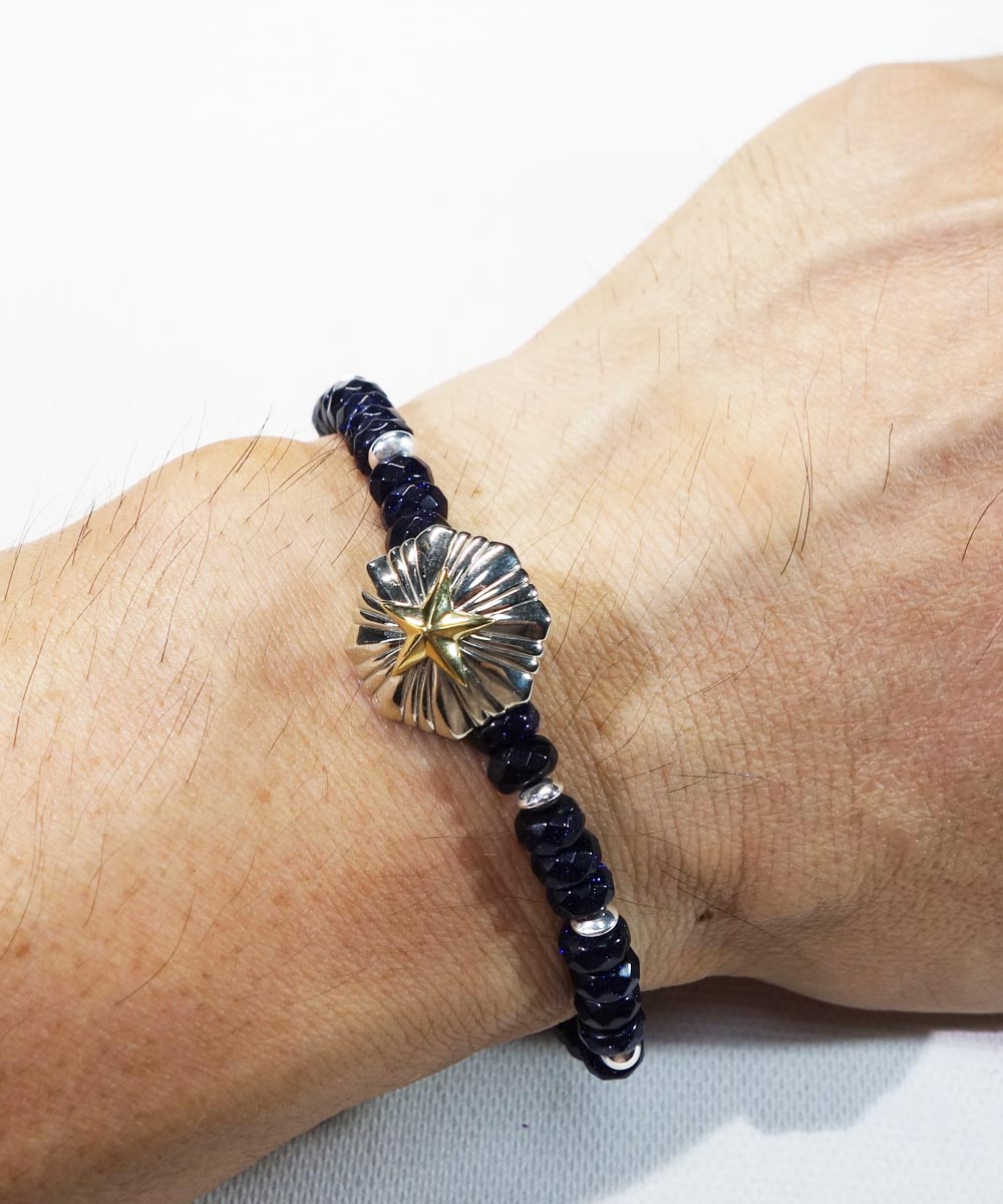 SUN BURST CONCHO BLUE GOLD STONE BRACELET COLOR-NAVY(サンバースト