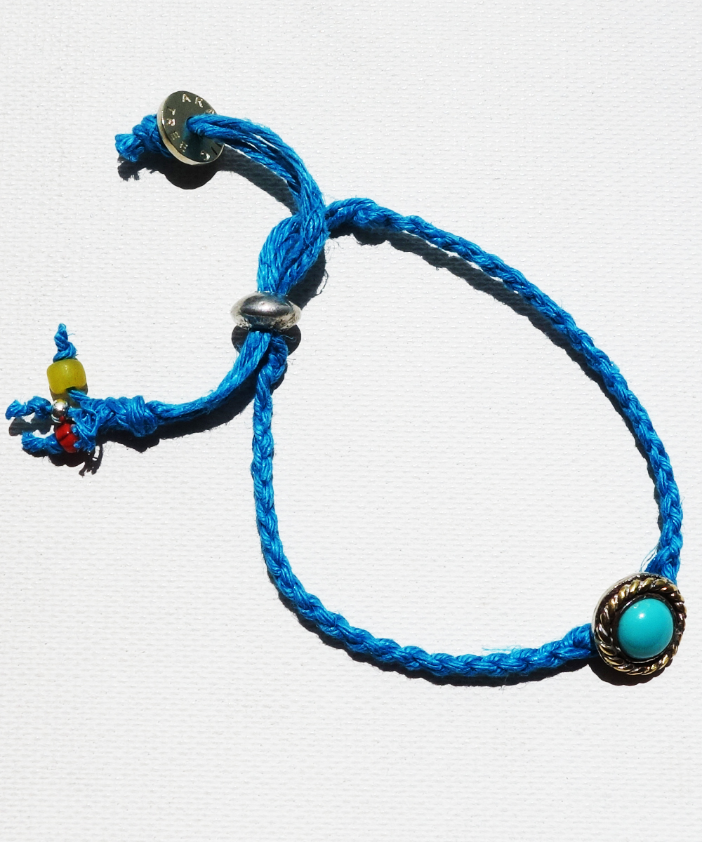 TURQUOISE HEMP BRACELET（ターコイズ麻紐編み込みブレス）