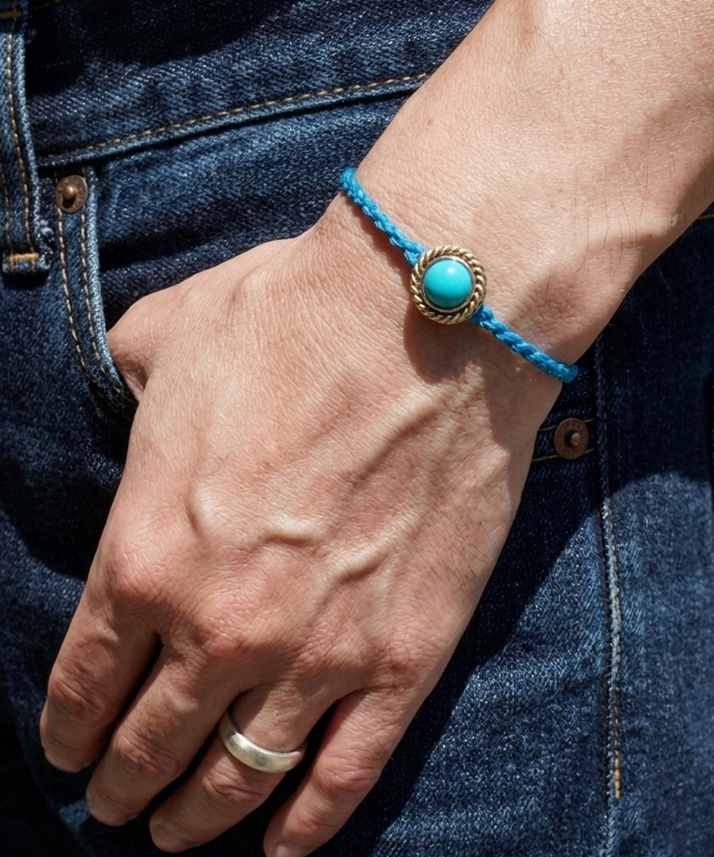 TURQUOISE HEMP BRACELET（ターコイズ麻紐編み込みブレス）9