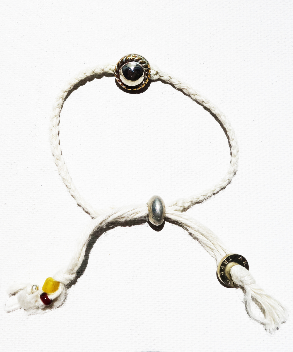 SILVER HEMP BRACELET（シルバー麻紐編み込みブレス）｜COLOR-WHITE
