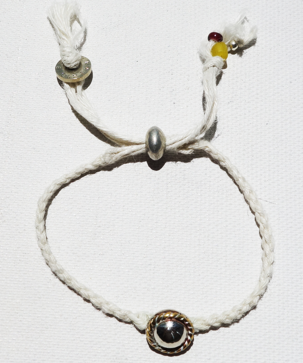SILVER HEMP BRACELET（シルバー麻紐編み込みブレス）｜COLOR-WHITE